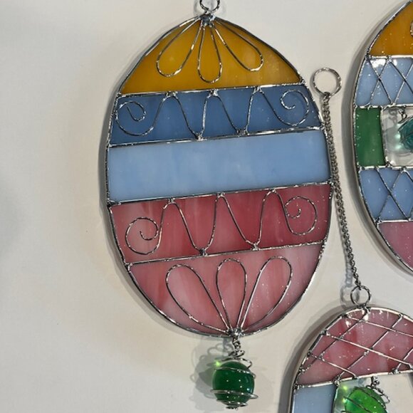 Set of (6) Stained Glass Easter Egg Suncatcher Window Ornament Decor - Picture 2 of 6
